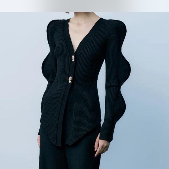 Urban revivo black top knit cardigan US 6 - Picture 3 of 3